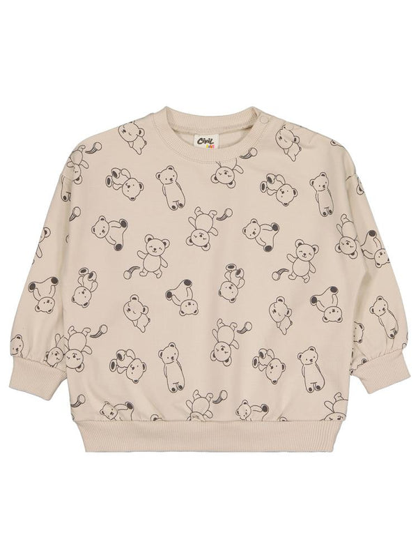 Civil Baby Kontür Ayı Empirme 6-18 Ay Sweatshirt - Bej