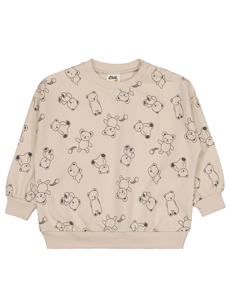 Civil Baby Kontür Ayı Empirme 6-18 Ay Sweatshirt - Bej