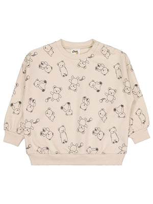 Civil Baby Kontür Ayı Empirme 6-18 Ay Sweatshirt - Bej