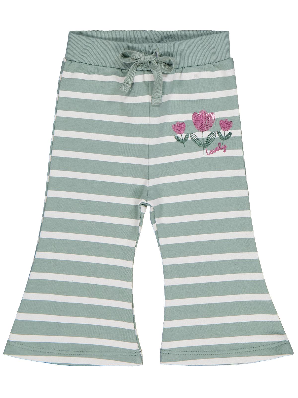 Civil Baby Çizgi Emp. Çiçek Nakışlı 6-18 Ay Eşofman Altı - Yeşil