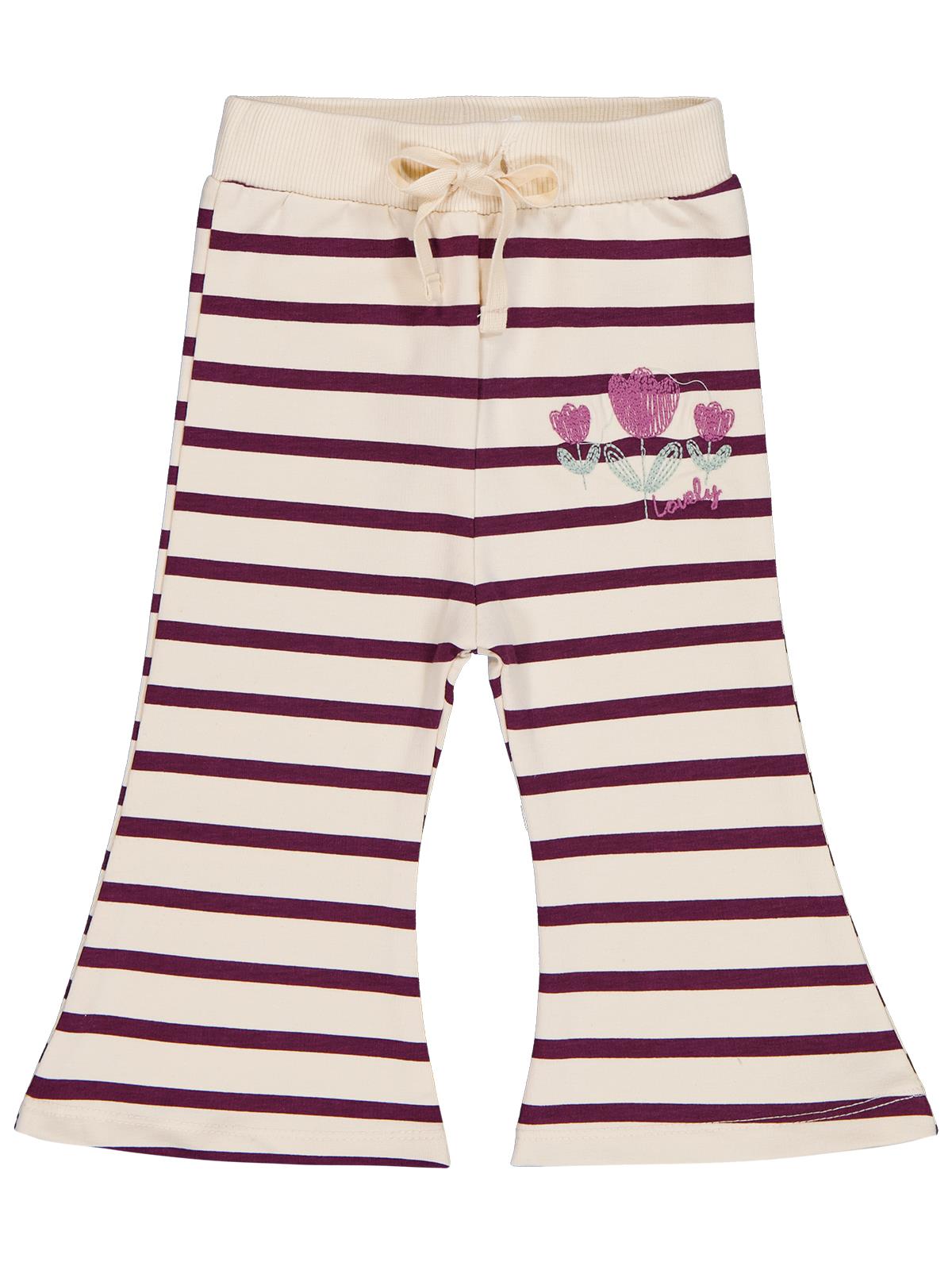 Civil Baby Çizgi Emp. Çiçek Nakışlı 6-18 Ay Eşofman Altı - Bej