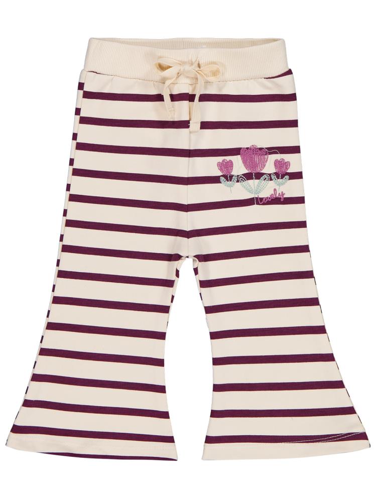 Civil Baby Çizgi Emp. Çiçek Nakışlı 6-18 Ay Eşofman Altı - Bej