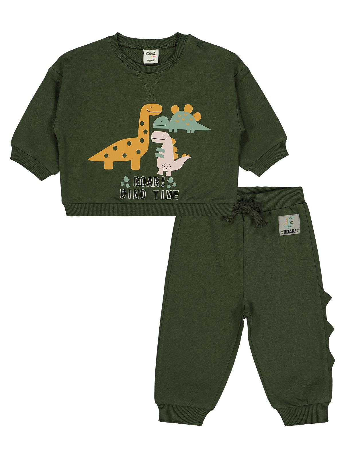Civil Baby Dino Baskılı 6-18 Ay Takım - Yeşil