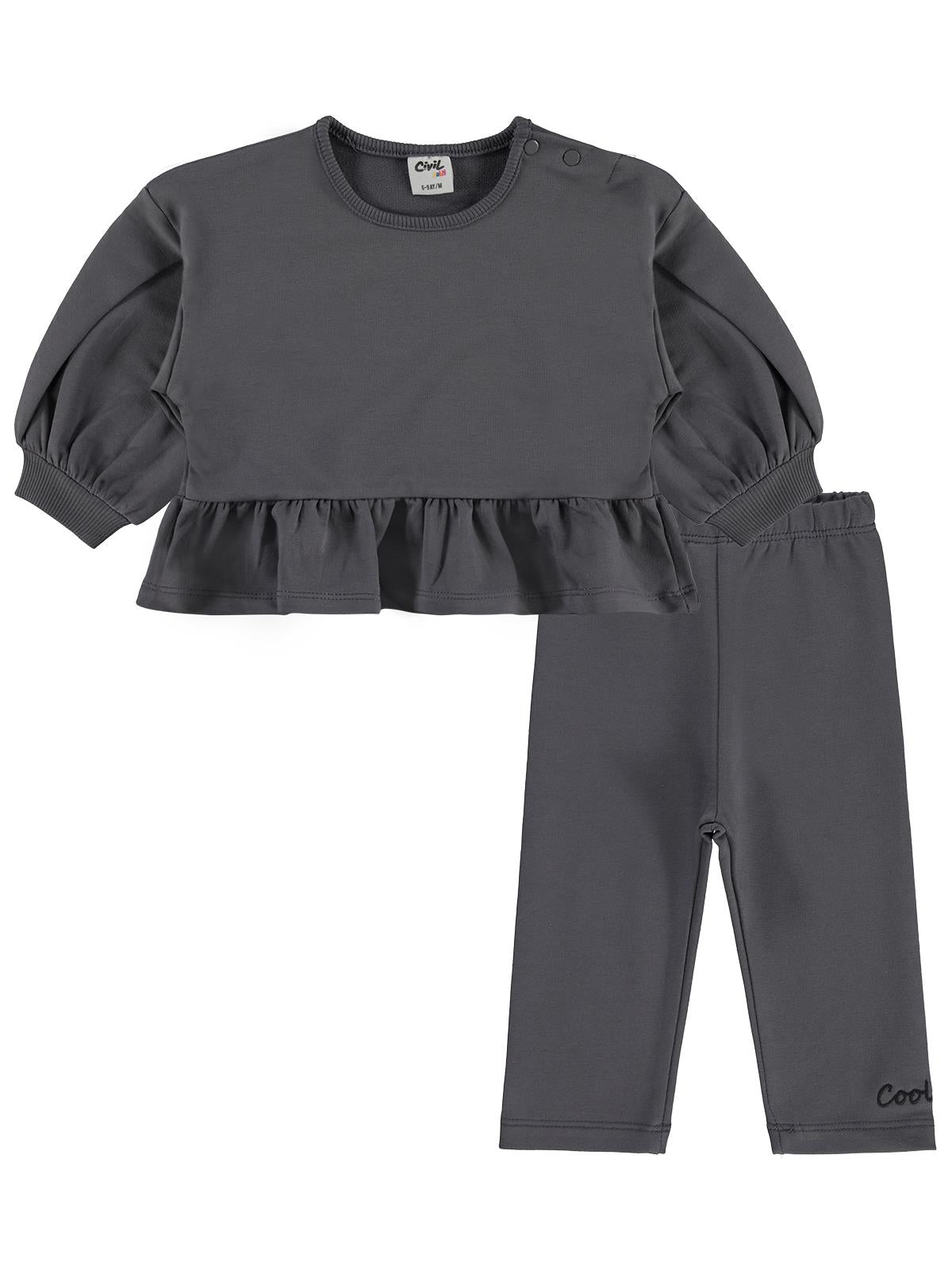 Civil Baby Cool Girl Nakışlı 6-18 Ay Takım - Gri
