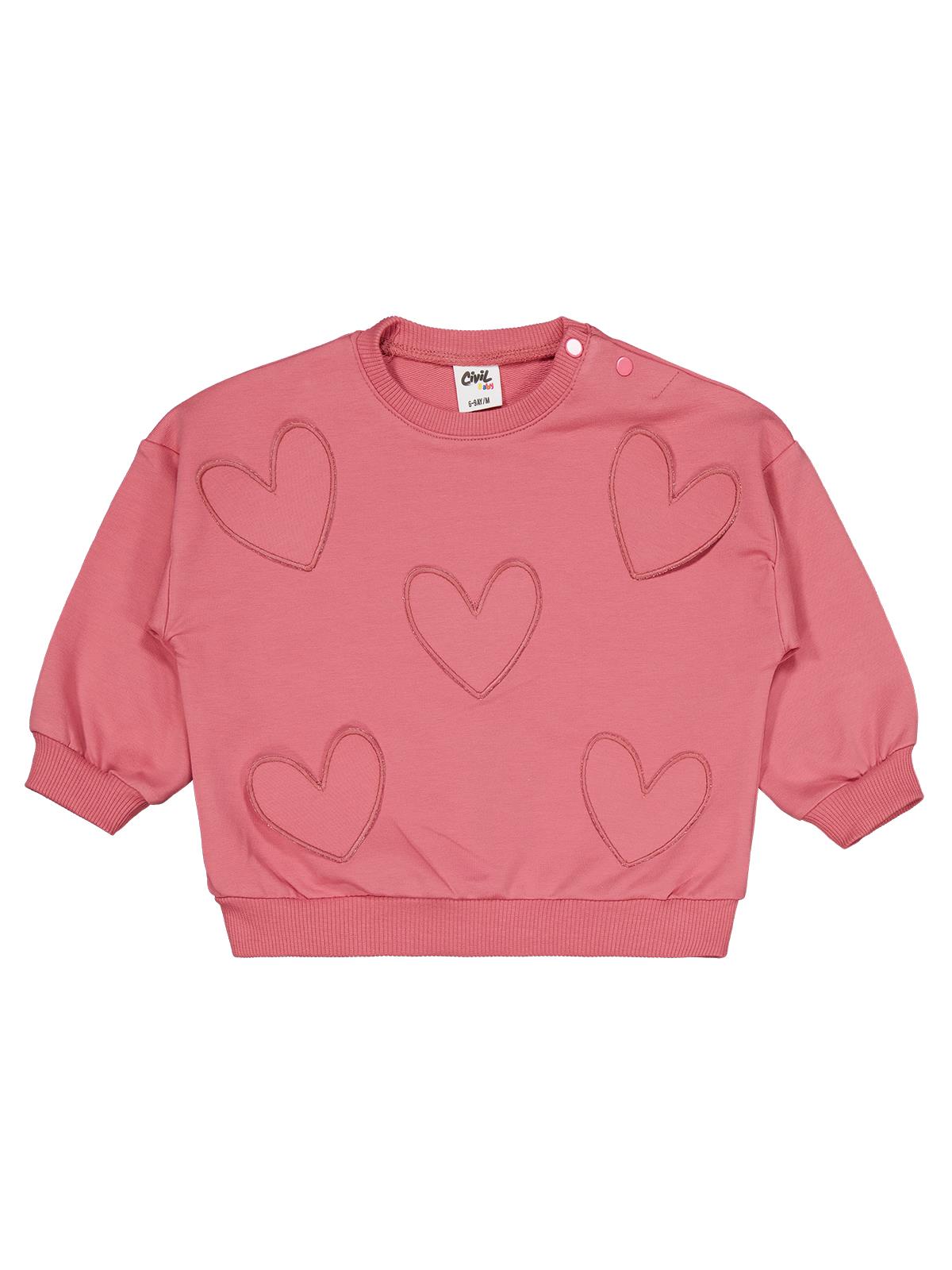 Civil Baby Kalp Aplike Nakışlı 6-18 Ay Takım - Turuncu