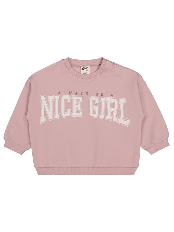 Civil Baby Nice Girl Baskılı 6-18 Ay Sweatshirt - Lila