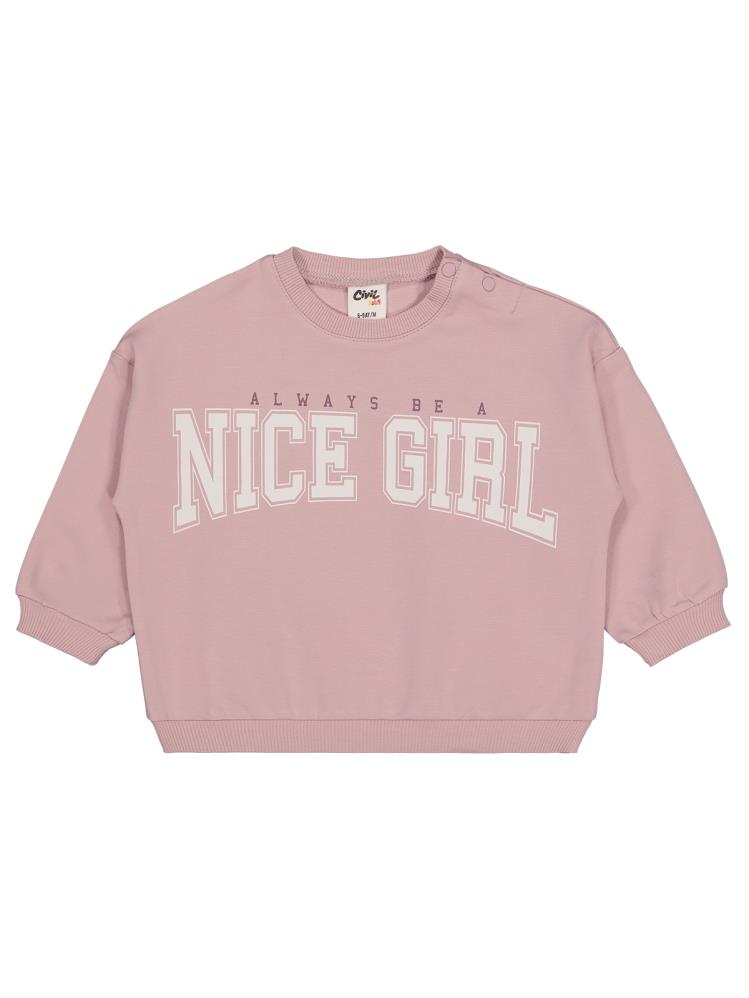 Civil Baby Nice Girl Baskılı 6-18 Ay Sweatshirt - Lila