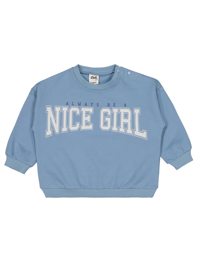 Civil Baby Nice Girl Baskılı 6-18 Ay Sweatshirt - Mavi