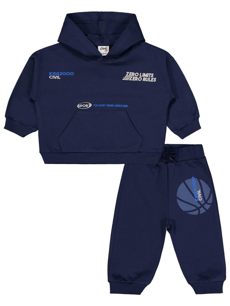 Civil Baby Baskılı 2'li 6-18 Ay Takım - Lacivert