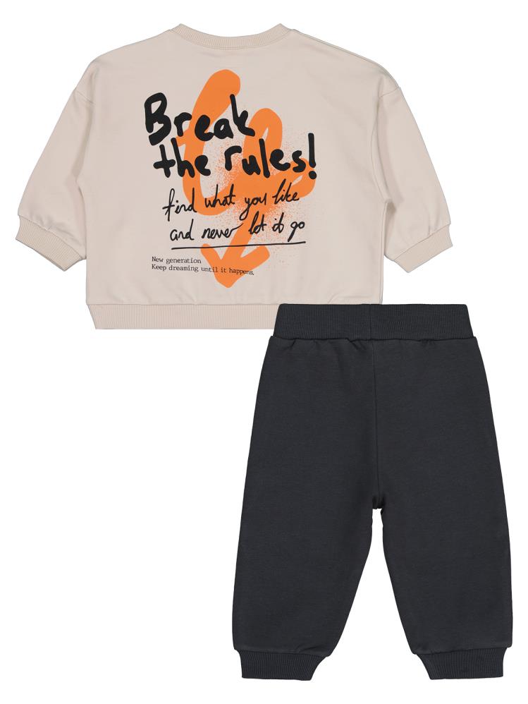 Civil Baby Baskılı 2'li 6-18 Ay Takım - Bej