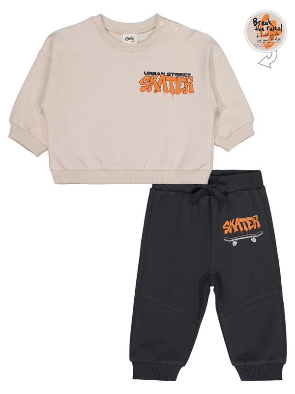 Civil Baby Baskılı 2'li 6-18 Ay Takım - Bej