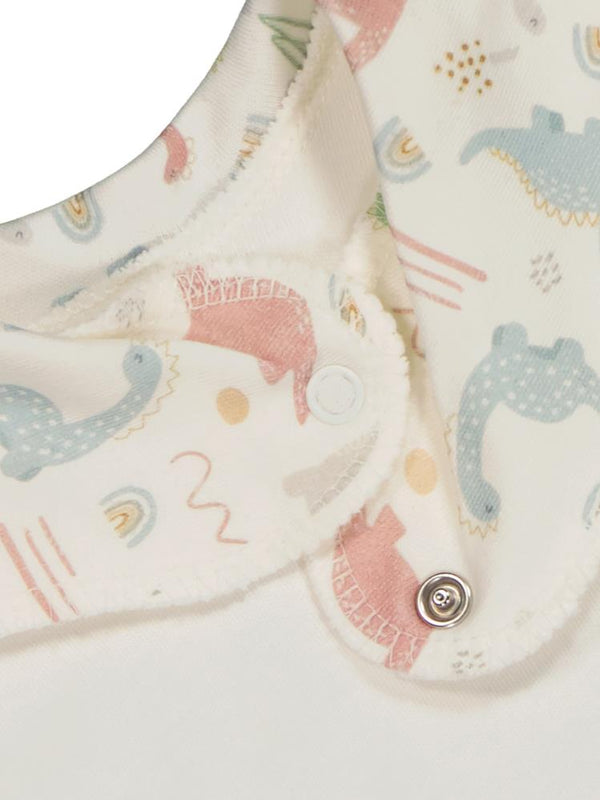 Civil Baby Benekli Dinazor Baskılı Mama Önlüğü - Ekru