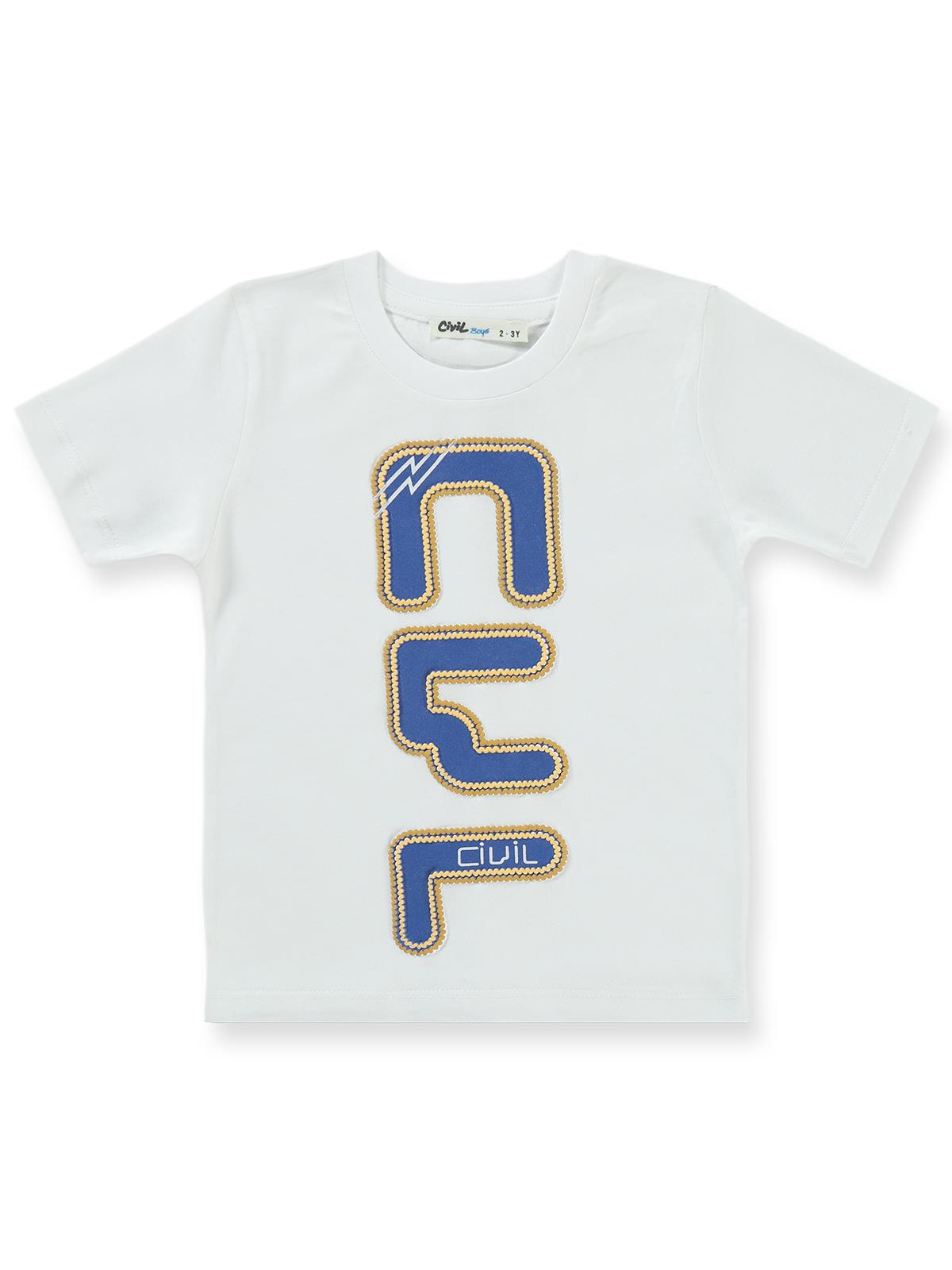 Civil Boys Cvl Baskılı 2-5 Yaş Takım - Beyaz