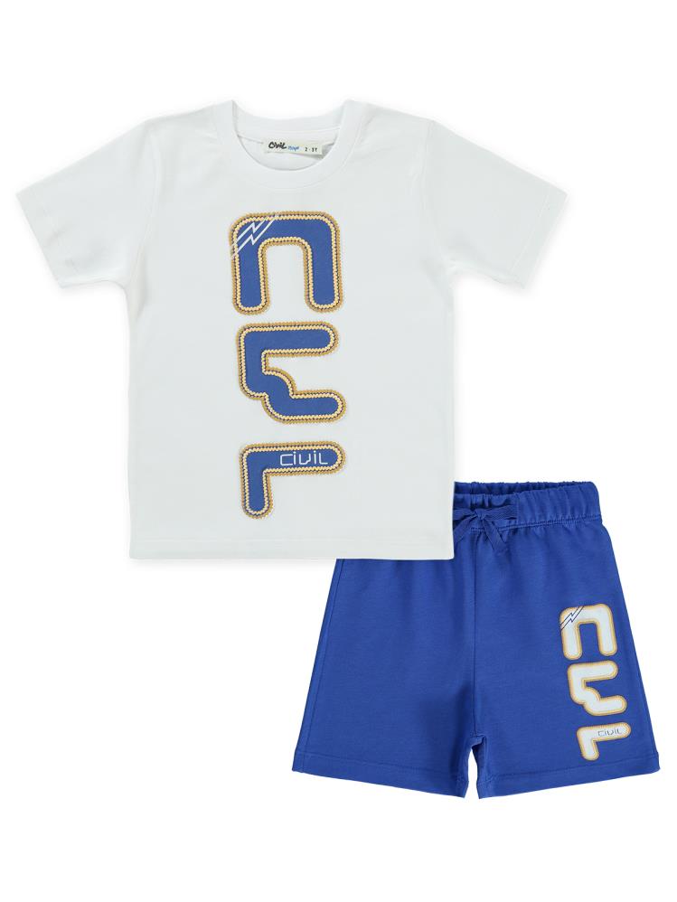 Civil Boys Cvl Baskılı 2-5 Yaş Takım - Beyaz