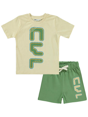 Civil Boys Cvl Baskılı 2-5 Yaş Takım - Bej