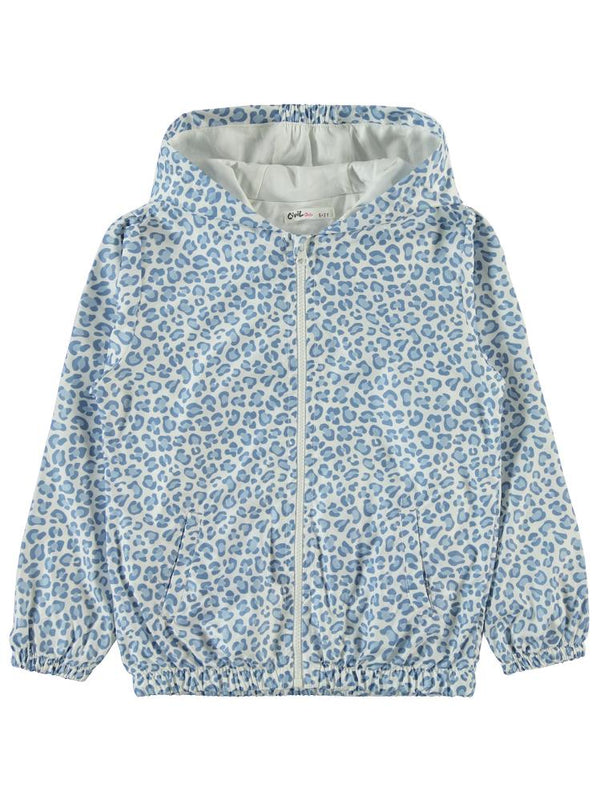 Civil Girls Leopar Baskılı 6-9 Yaş Yağmurluk - Mavi