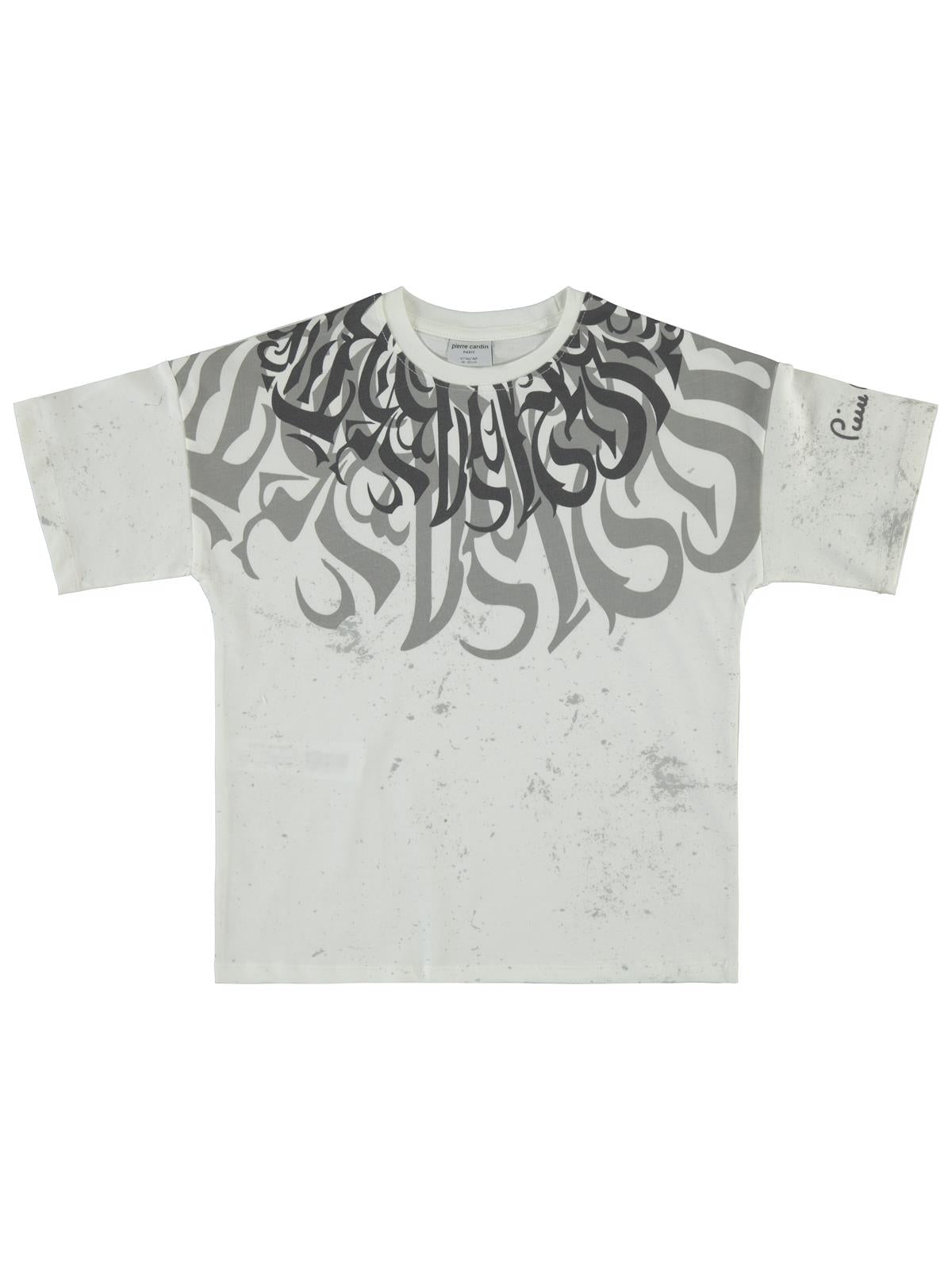 Pierre Cardin Pano Baskılı 10-12 Yaş Tişört - Ekru