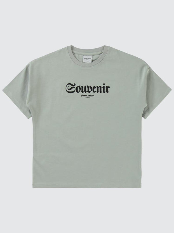 Pierre Cardin Souvenir Baskılı 10-12 Yaş Tişört - Gri