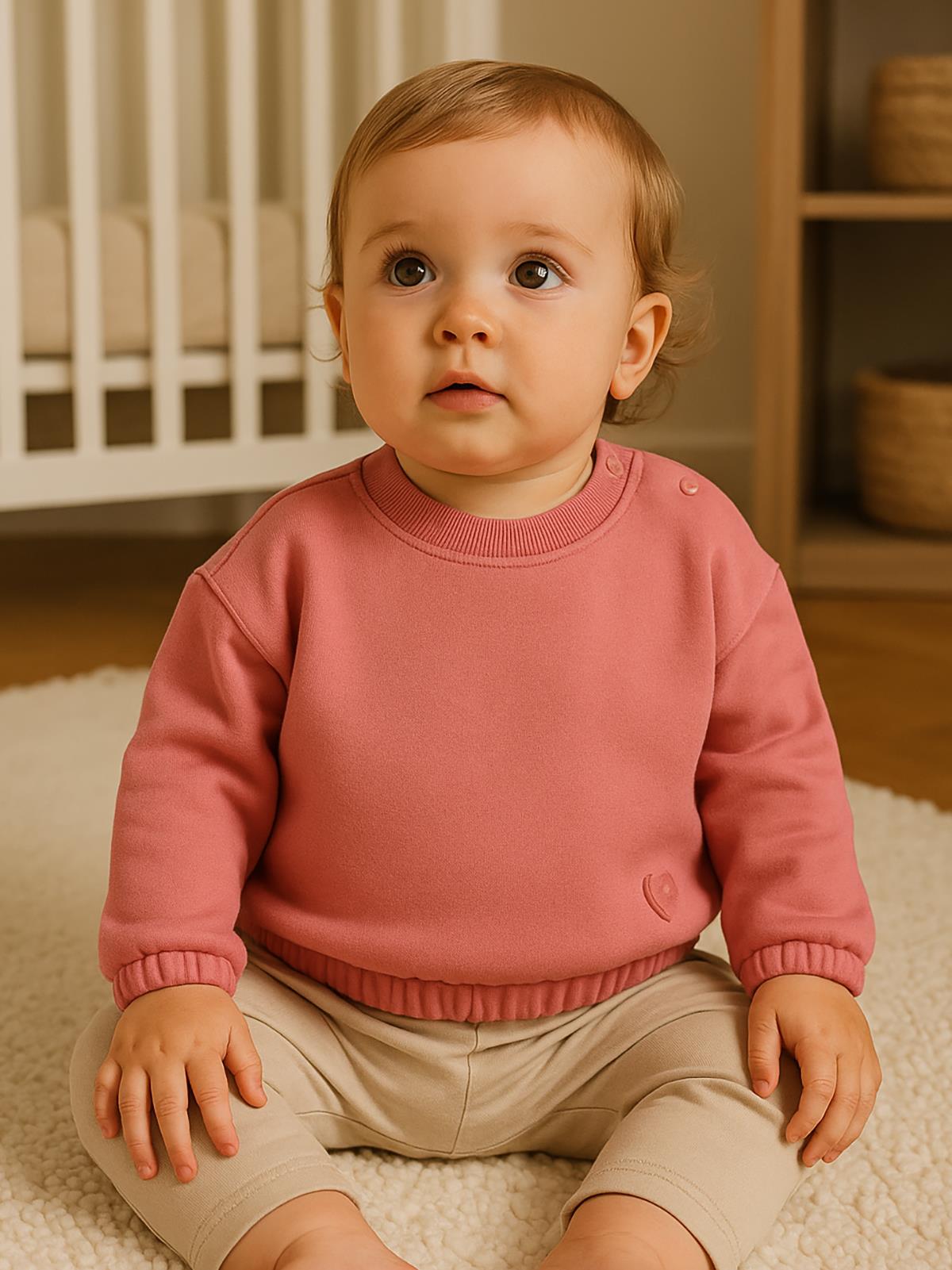 Civil Baby Kalp Nakışlı Basic 6-18 Ay Sweatshirt - Turuncu