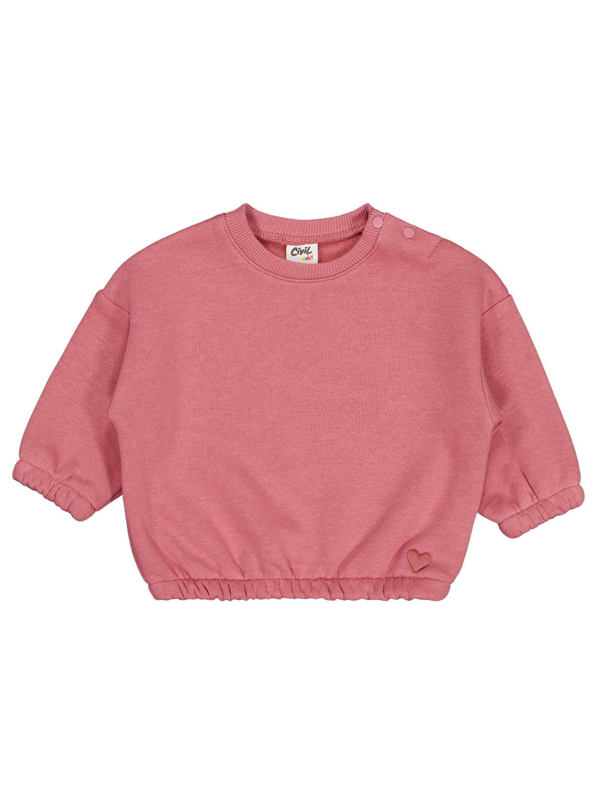 Civil Baby Kalp Nakışlı Basic 6-18 Ay Sweatshirt - Turuncu