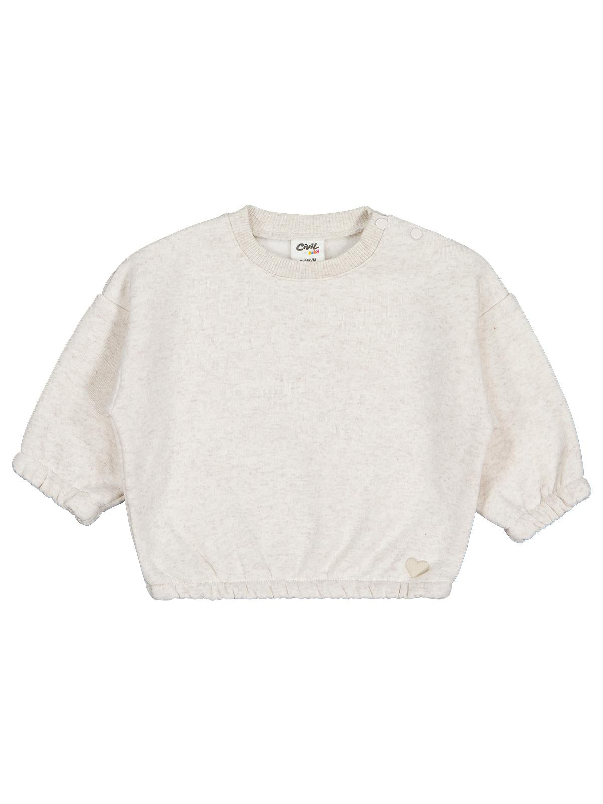Civil Baby Kalp Nakışlı Basic 6-18 Ay Sweatshirt - Bej