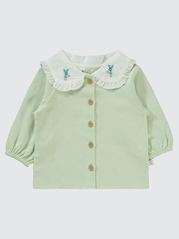 Baby Zz Dantel Yaka Detaylı Bluz Pantolon 6-18 Ay Takım - Yeşil