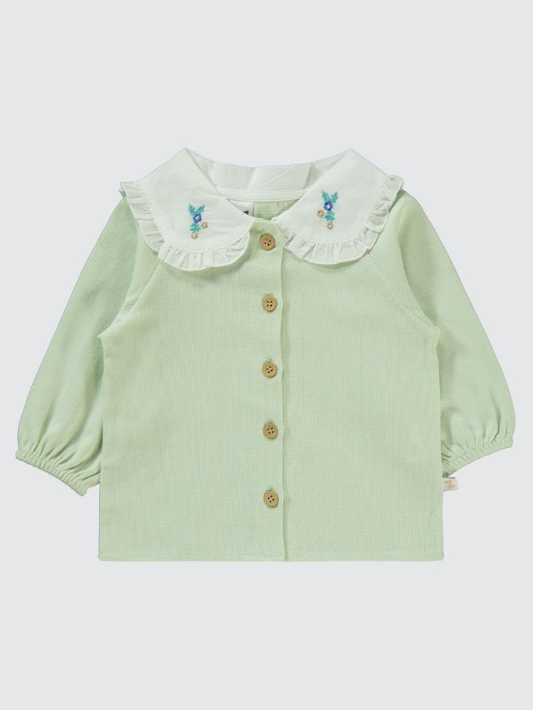 Baby Zz Dantel Yaka Detaylı Bluz Pantolon 6-18 Ay Takım - Yeşil