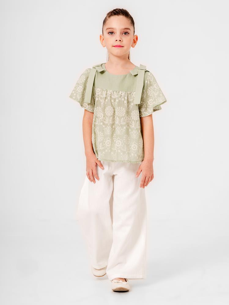 Cocoland Çiçek Desenli Pantolonlu 2-5 Yaş Takım - Yeşil