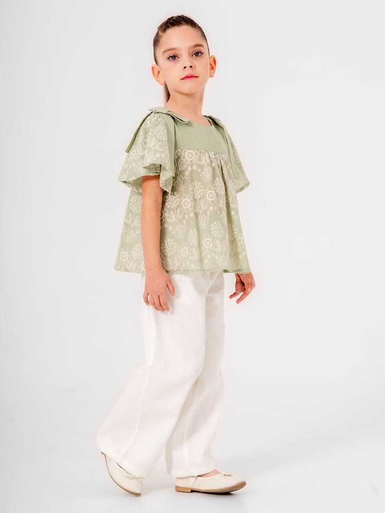 Cocoland Çiçek Desenli Pantolonlu 2-5 Yaş Takım - Yeşil