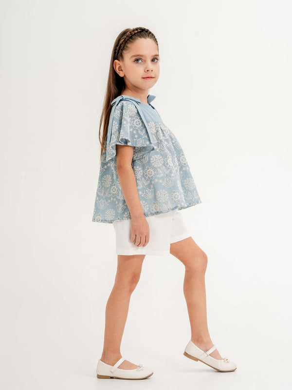 Cocoland Çiçek Desenli Şortlu 2-5 Yaş Takım - Mavi