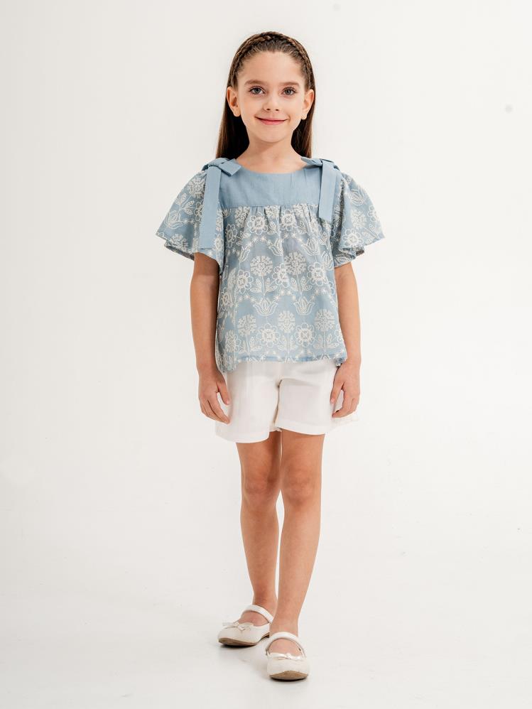 Cocoland Çiçek Desenli Şortlu 2-5 Yaş Takım - Mavi