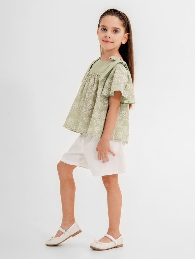 Cocoland Çiçek Desenli Şortlu 2-5 Yaş Takım - Yeşil