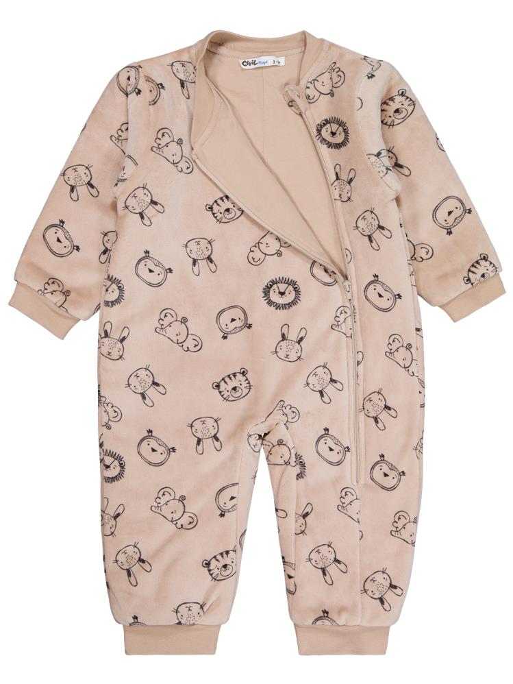 Civil Boys Sevimli Hayvanlar Empirme 60 Gr 2-5 Yaş Uyku Tulumu - Bej