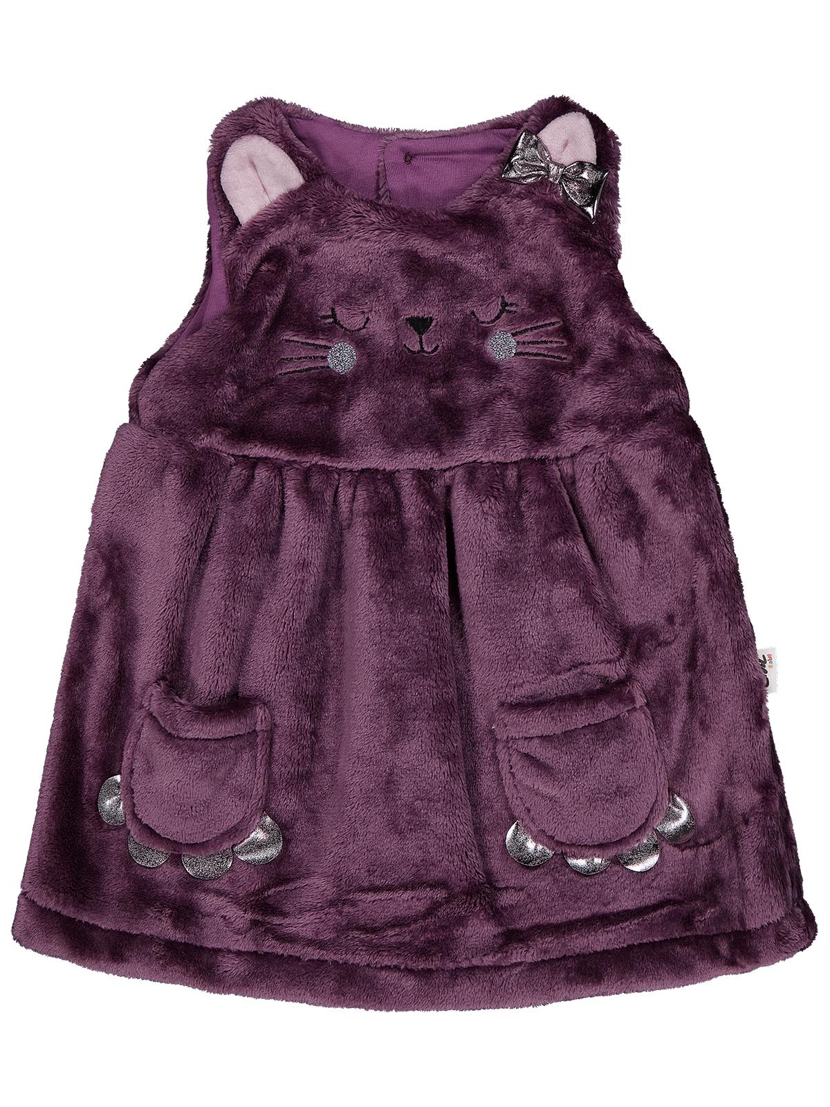 Civil Baby Cep Detaylı Kedi Nakışlı 6-18 Ay Elbise - Lila