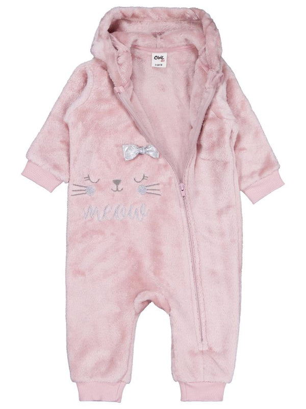 Civil Baby Fiyonk Meow Nakışlı 6-18 Ay Tulum - Lila