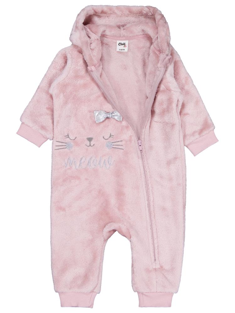 Civil Baby Fiyonk Meow Nakışlı 6-18 Ay Tulum - Lila