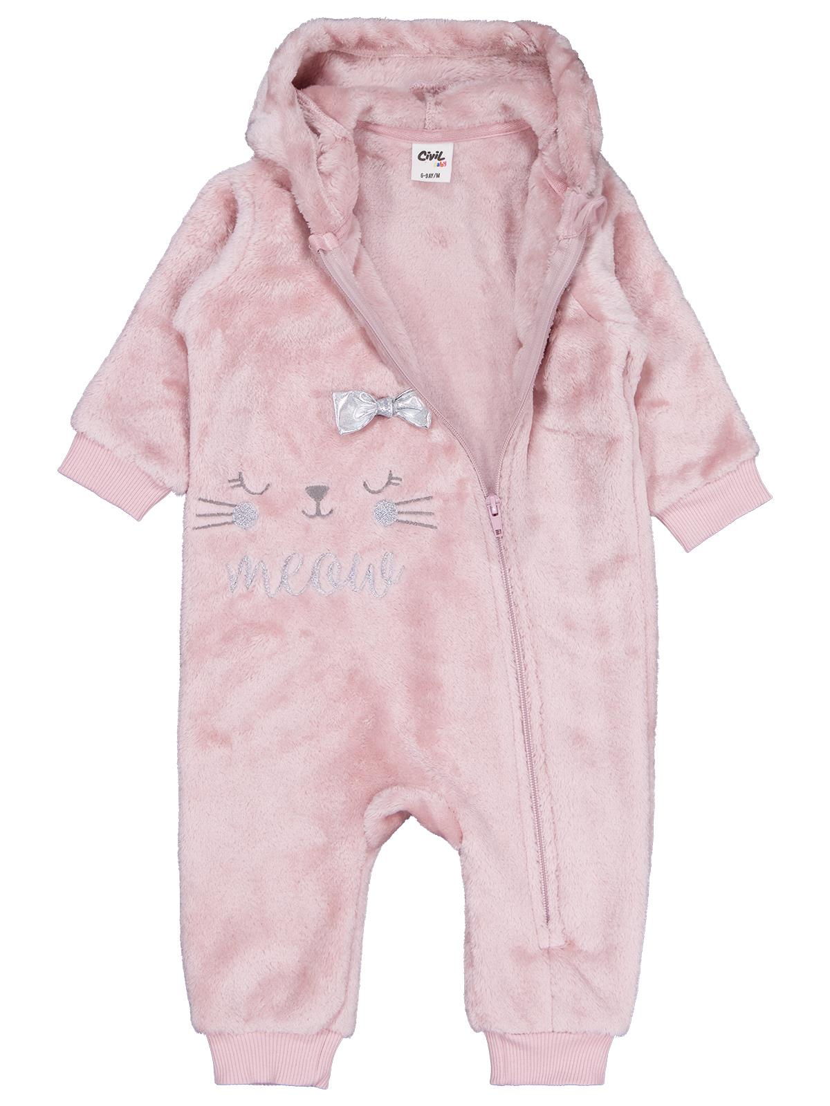 Civil Baby Fiyonk Meow Nakışlı 6-18 Ay Tulum - Lila