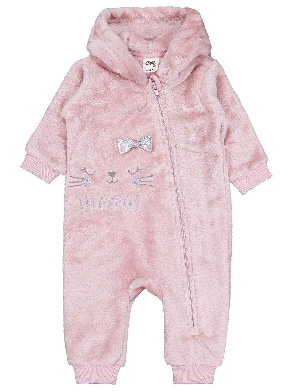 Civil Baby Fiyonk Meow Nakışlı 6-18 Ay Tulum - Lila