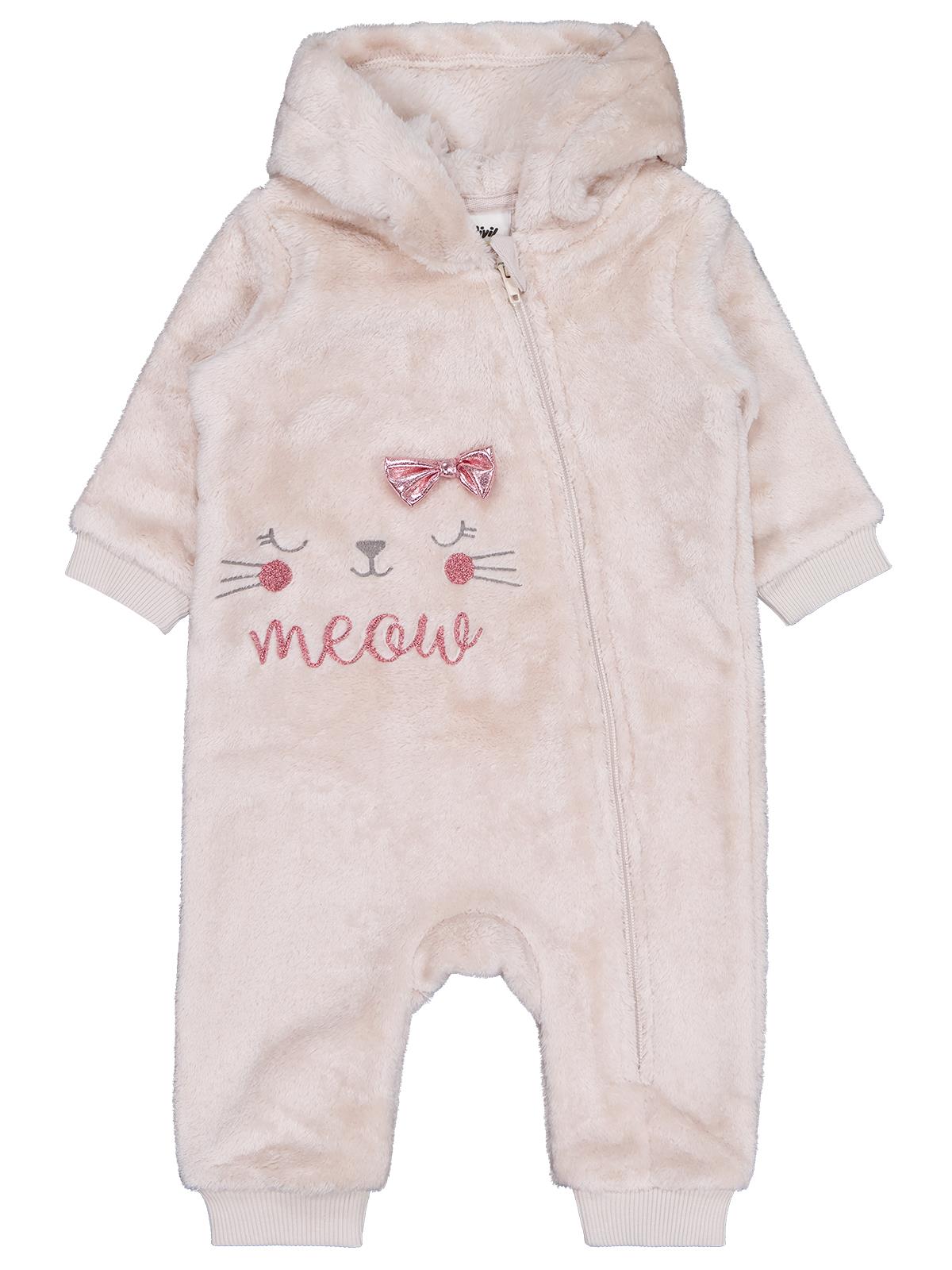 Civil Baby Fiyonk Meow Nakışlı 6-18 Ay Tulum - Bej