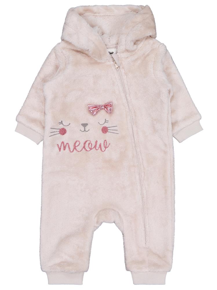 Civil Baby Fiyonk Meow Nakışlı 6-18 Ay Tulum - Bej