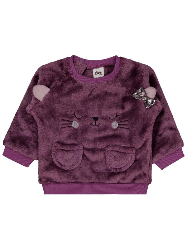 Civil Baby Cep Detaylı Meow Nakışlı 6-18 Ay Takım - Lila