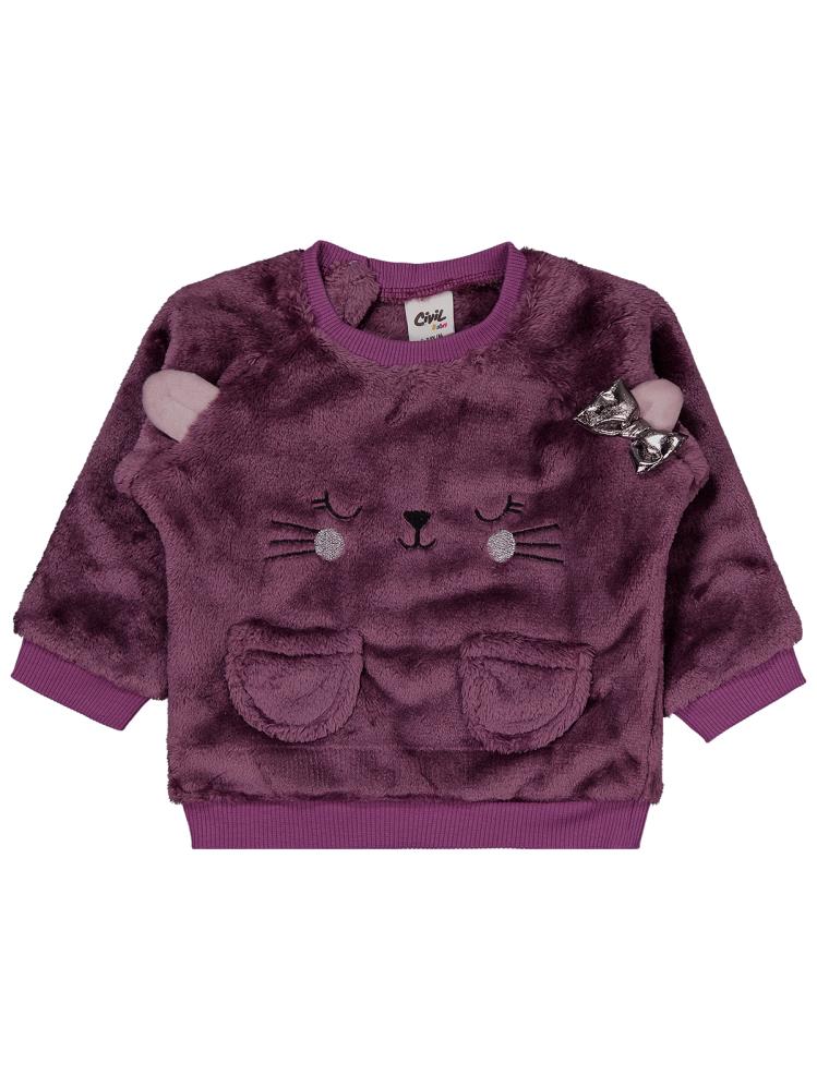 Civil Baby Cep Detaylı Meow Nakışlı 6-18 Ay Takım - Lila