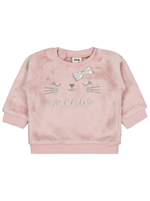 Civil Baby Fiyonk Meow Nakışlı 6-18 Ay Sweatshirt - Lila