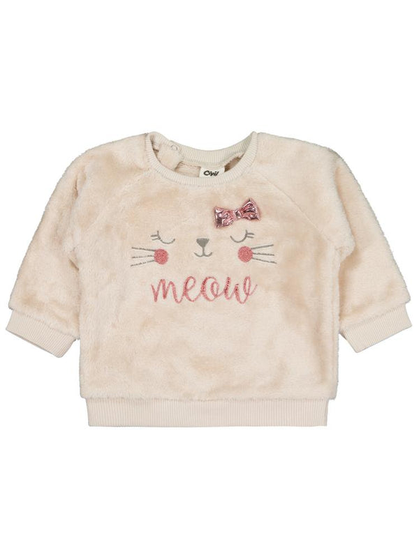 Civil Baby Fiyonk Meow Nakışlı 6-18 Ay Sweatshirt - Bej
