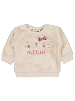 Civil Baby Fiyonk Meow Nakışlı 6-18 Ay Sweatshirt - Bej