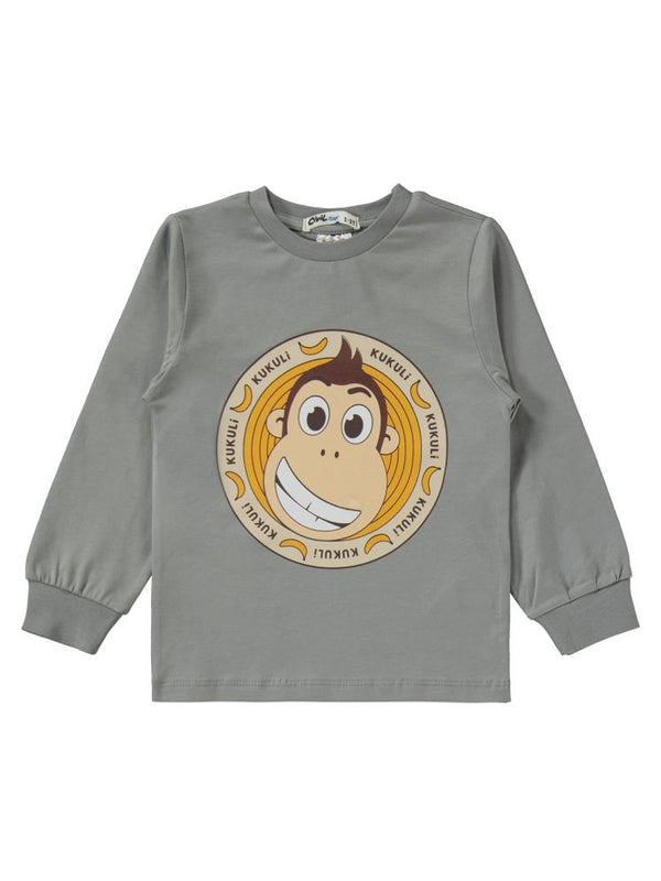 Kukuli Baskılı 2-5 Yaş Pijama Takımı - Gri