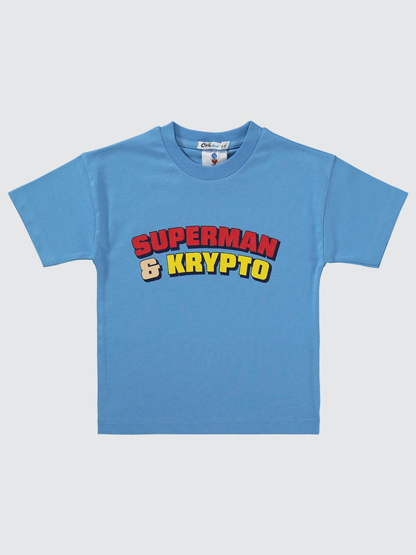 Süperman & Krypto Baskılı 2-5 Yaş Takım - Mavi