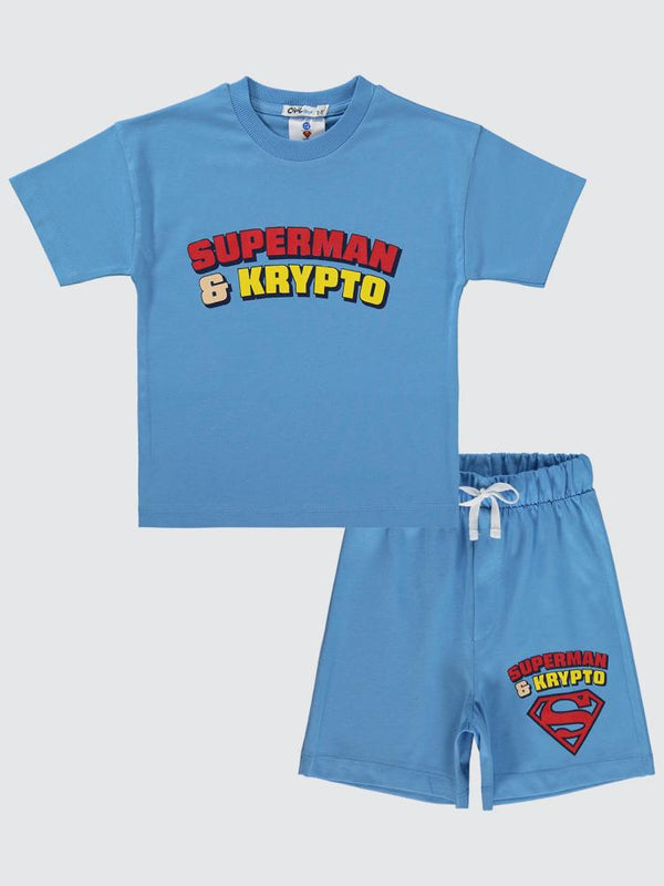 Civil Boys Süperman & Krypto Baskılı 2-5 Yaş Takım - Mavi