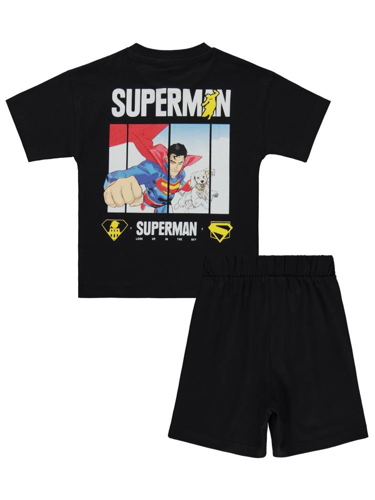 Civil Boys Süperman & Krypto Baskılı 2-5 Yaş Takım - Siyah