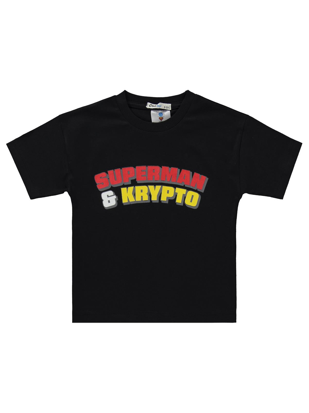 Süperman & Krypto Baskılı 2-5 Yaş Takım - Siyah
